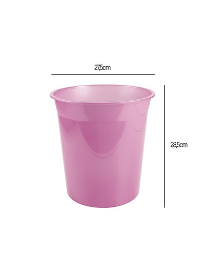 Papelera plastico liderpapel rosa translucido 13 litros 275x285 mm