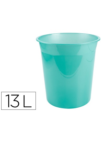 Papelera plastico liderpapel menta translucido 13 litros 275x285 mm
