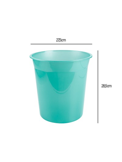 Papelera plastico liderpapel menta translucido 13 litros 275x285 mm