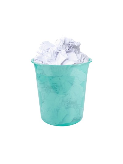 Papelera plastico liderpapel menta translucido 13 litros 275x285 mm