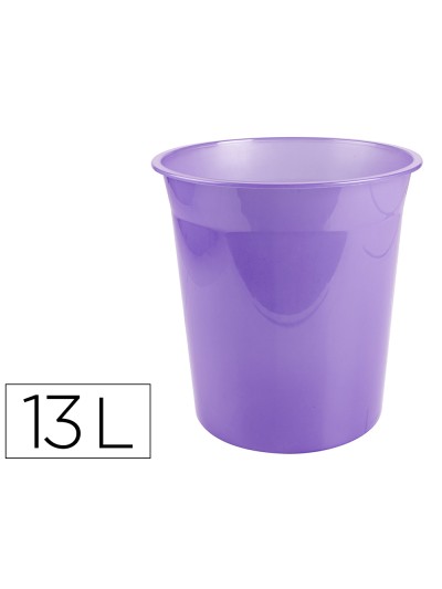 Papelera plastico liderpapel lavanda translucido 13 litros 275x285 mm