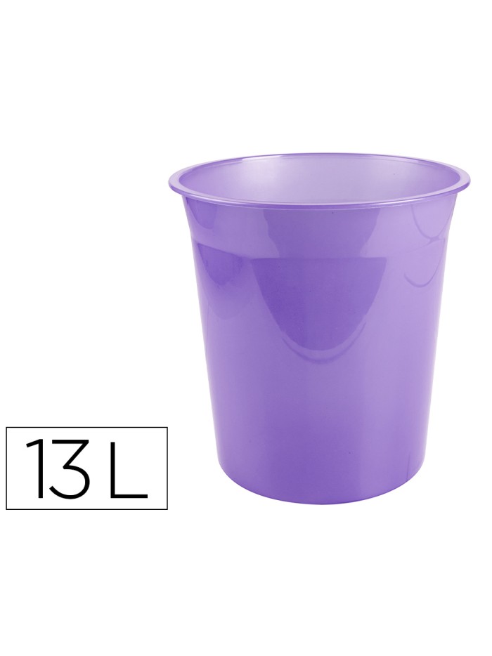 Papelera plastico liderpapel lavanda translucido 13 litros 275x285 mm Papelera plastico liderpapel lavanda translucido 13 litros 275x285 mm
