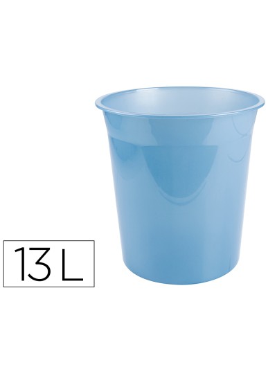 Papelera plastico liderpapel celeste translucido 13 litros 275x285 mm
