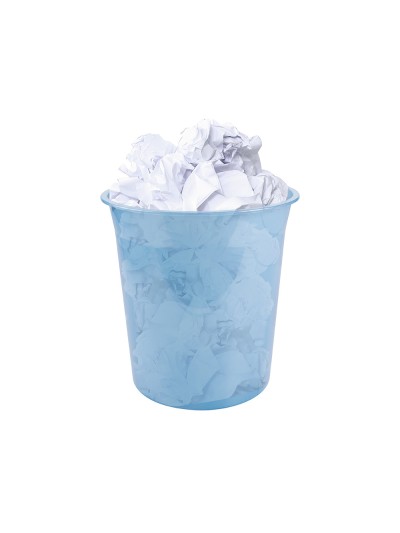 Papelera plastico liderpapel celeste translucido 13 litros 275x285 mm
