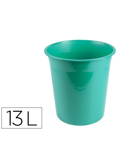 Papelera plastico liderpapel menta opaco 13 litros 275x285 mm