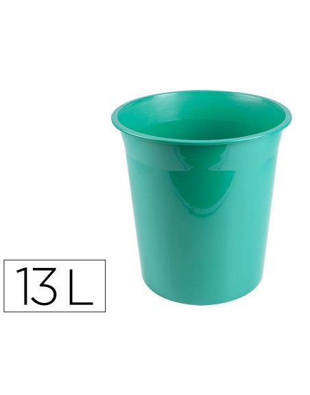 Papelera plastico liderpapel menta opaco 13 litros 275x285 mm