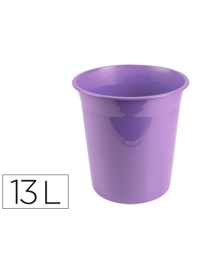 Papelera plastico liderpapel lavanda opaco 13 litros 275x285 mm