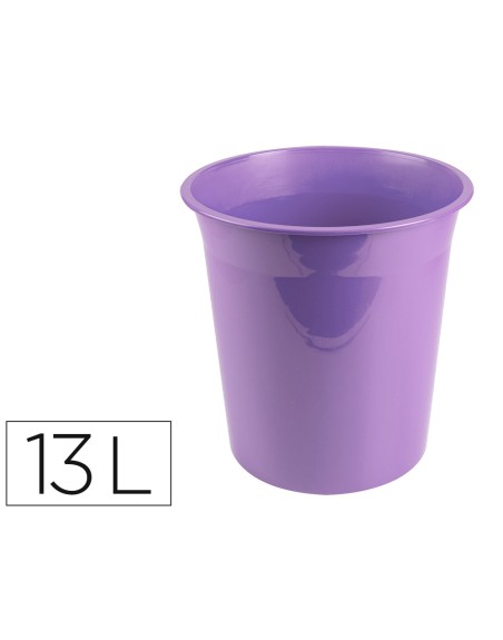 Papelera plastico liderpapel lavanda opaco 13 litros 275x285 mm