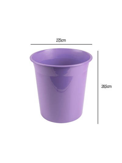 Papelera plastico liderpapel lavanda opaco 13 litros 275x285 mm