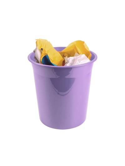 Papelera plastico liderpapel lavanda opaco 13 litros 275x285 mm