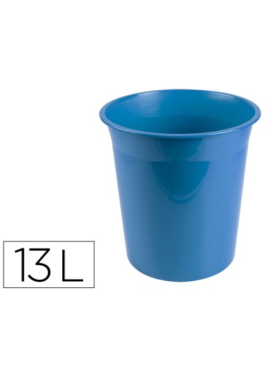 Papelera plastico liderpapel celeste opaco 13 litros 275x285 mm