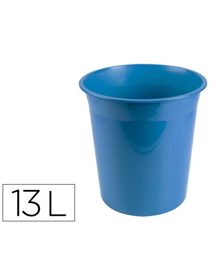 Papelera plastico liderpapel celeste opaco 13 litros 275x285 mm