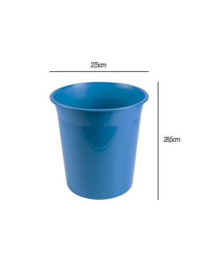 Papelera plastico liderpapel celeste opaco 13 litros 275x285 mm