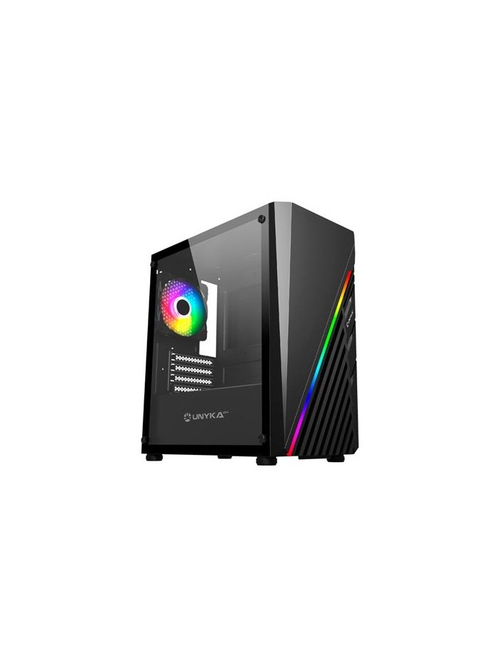 Caja ordenador gaming unykach mini glayze argb stripe - black micro atx Caja ordenador gaming unykach mini glayze argb stripe - black micro atx