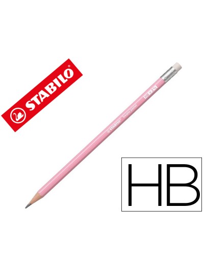 Lapices de grafito con goma stabilo swano mina 2,2 mm dureza hb rosa pastel