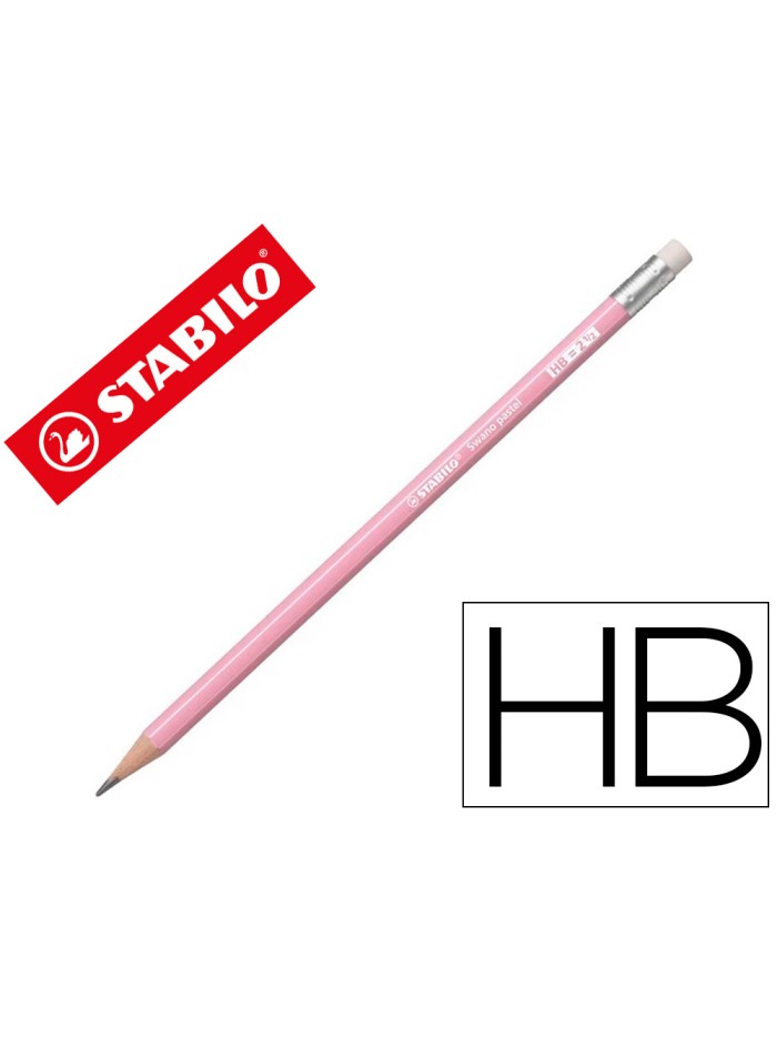 Lapices de grafito con goma stabilo swano mina 2,2 mm dureza hb rosa pastel Lapices de grafito con goma stabilo swano mina 2,2 mm dureza hb rosa pastel