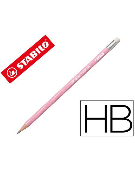 Lapices de grafito con goma stabilo swano mina 2,2 mm dureza hb rosa pastel