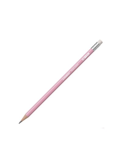 Lapices de grafito con goma stabilo swano mina 2,2 mm dureza hb rosa pastel