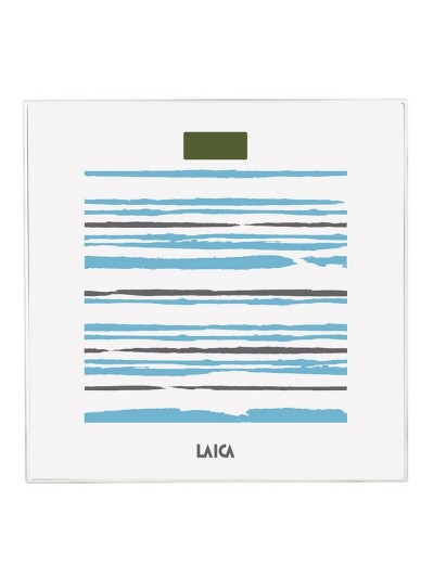 Bascula de baño electronica laica ps1074 blanca rayas azules 150kg