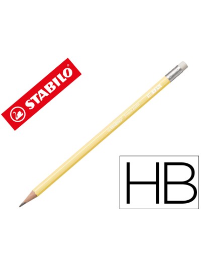 Lapices de grafito con goma stabilo swano mina 2,2 mm dureza hb amarillo pastel