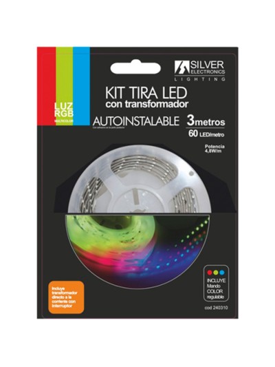 Kit tira led silver electronics 540 lm - m - 3m - 12v - 7.2w - m - rgb