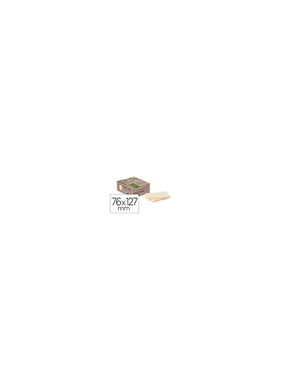 Bloc de notas adhesivas quita y pon q-connect 76x127 mm 100% papel reciclado amarillo en caja de carton