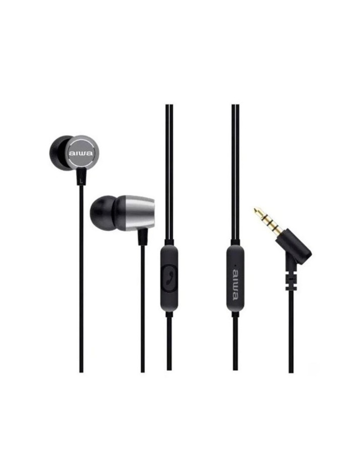 Auricular aiwa estm - 30sl jack 3.5mm negro - plata Auricular aiwa estm - 30sl jack 3.5mm negro - plata