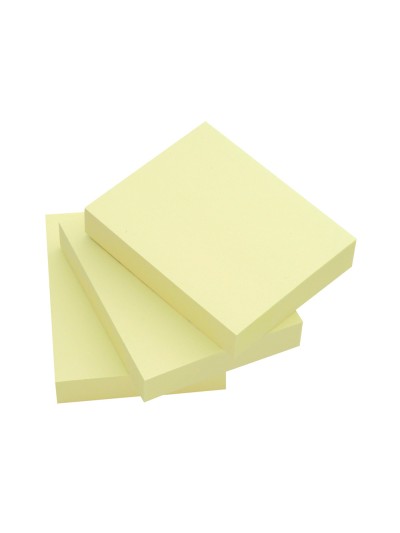 Bloc de notas adhesivas quita y pon q-connect 38x51 mm 100% papel reciclado amarillo en caja de carton