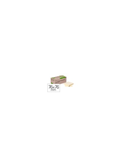 Bloc de notas adhesivas quita y pon q-connect 76x76 mm 100% papel reciclado amarillo en caja de carton
