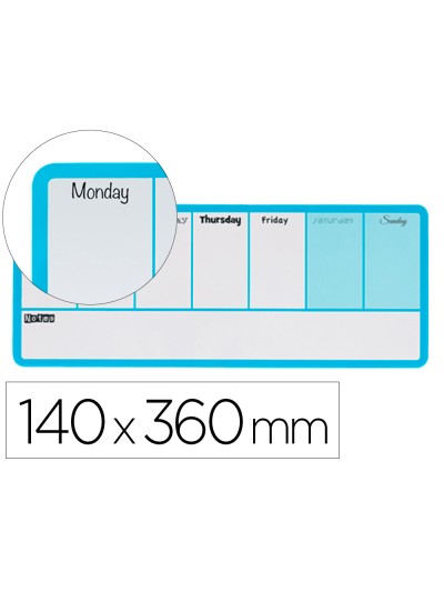 Planificador semanal nobo magnetico color azul 140x360 mm