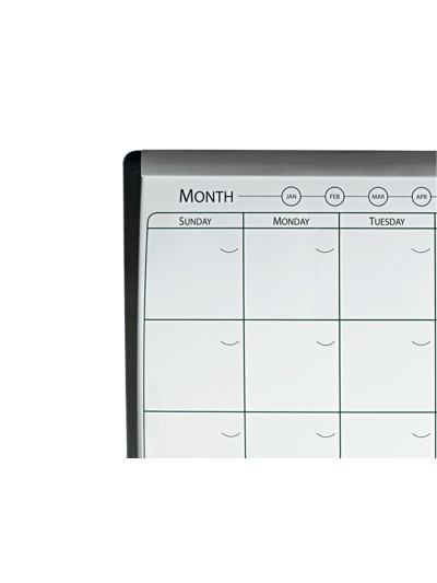 Planificador mensual nobo magnetico + tablero corcho horizontal con marco arqueado plata y negro 585x430 mm