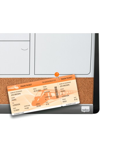 Planificador mensual nobo magnetico + tablero corcho horizontal con marco arqueado plata y negro 585x430 mm