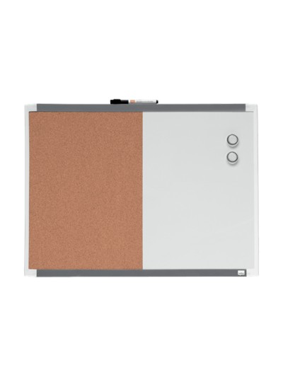 Pizarra blanca nobo magnetica con tablero de corcho 585x430 mm