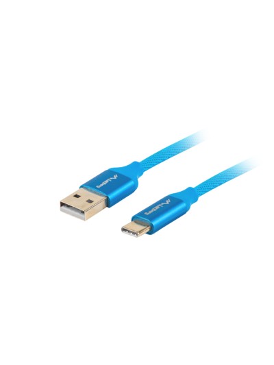 Cable usb lanberg 2.0 macho - usb tipo c macho quick charge 3.0 1m azul