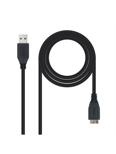 Cable usb 3.0 tipo a a micro usb tipo b nanocable 2m - macho - macho - negro