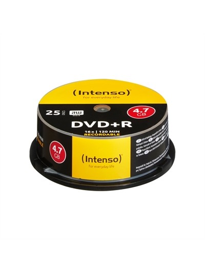 Tarrina de dvd+r virgenes intenso 4.7gb 16x 25 unidades