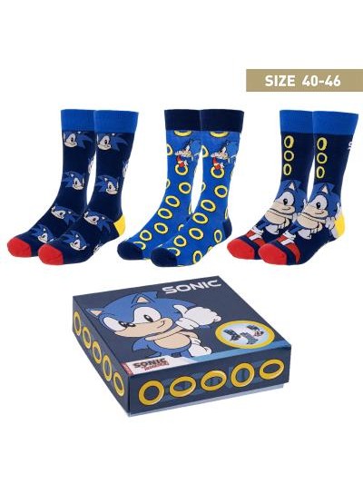Pack calcetines 3 piezas sonic talla 40 - 46