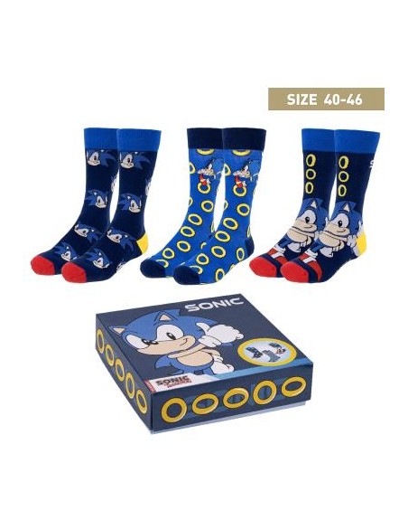 Pack calcetines 3 piezas sonic talla 40 - 46