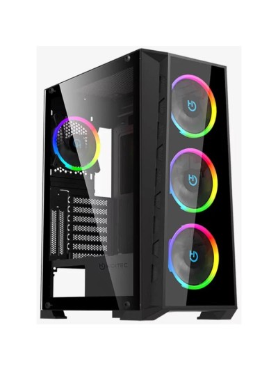Caja ordenador gaming hiditec mh12 e - atx argb cristal templado negro