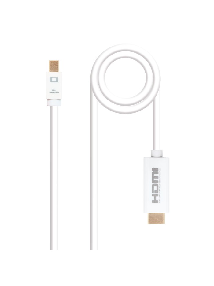 Cable nanocable conversor mini dp a hdmi mini dp - m - hdmi - m blanco 2.0 m Cable nanocable conversor mini dp a hdmi mini dp - m - hdmi - m blanco 2.0 m