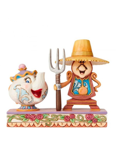 Figura enesco disney din don y la señora potts (cogsworth and mrs potts)