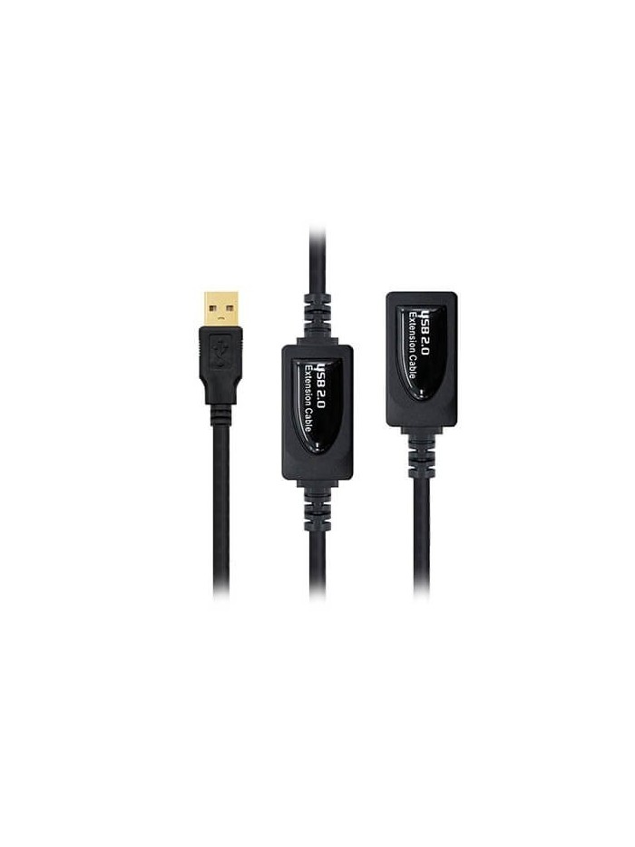 Cable usb tipo a 2.0 a usb tipo a nanocable+amplificador 10m negro - macho - hembra Cable usb tipo a 2.0 a usb tipo a nanocable+amplificador 10m negro - macho - hembra