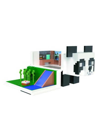 Figura mattel minecraft mob head mini panda casa de juegos