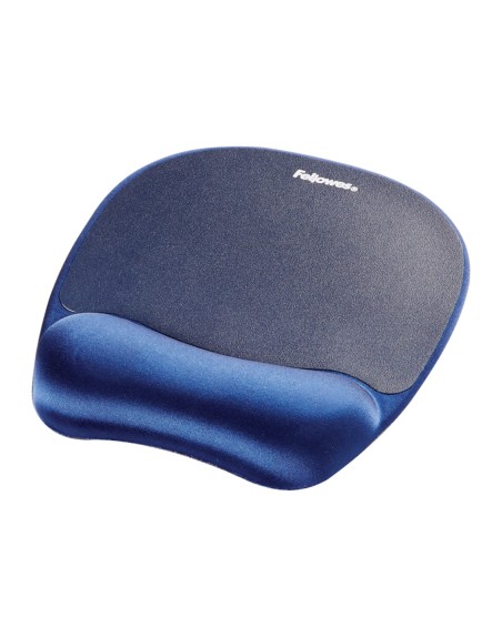 Alfombrilla con reposamuñecas fellowes memory foam azul