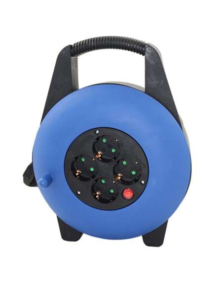 Regleta alargadera enrollacables 4 tomas - 15m - 16a - 250v - 3x1.5mm - color azul