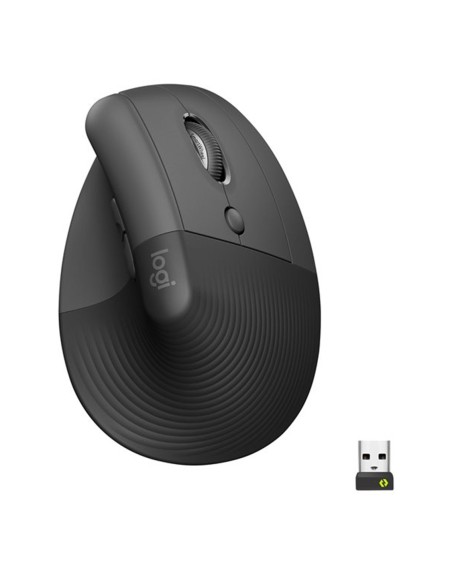 Mouse raton vertical logitech lift for business 6 botones 4000 dpi wireless inalambrico grafito