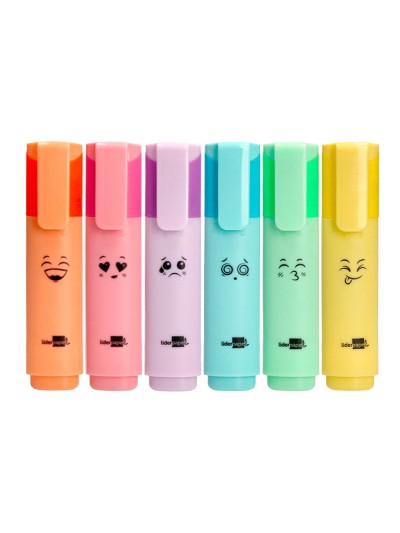 Rotulador liderpapel fluorescente pastel punta biselada estuche de 6 unidades colores surtidos