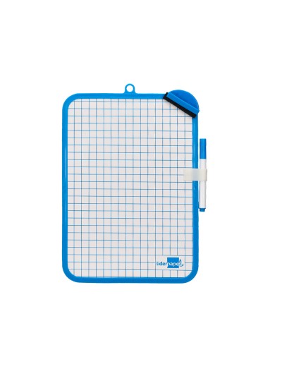 Pizarra blanca liderpapel 18x26 cm doble cara lisa y cuadriculada con rotulador y borrador
