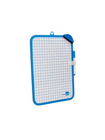 Pizarra blanca liderpapel 18x26 cm doble cara lisa y cuadriculada con rotulador y borrador