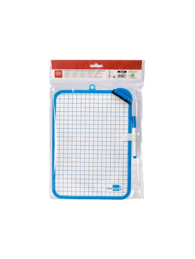 Pizarra blanca liderpapel 18x26 cm doble cara lisa y cuadriculada con rotulador y borrador